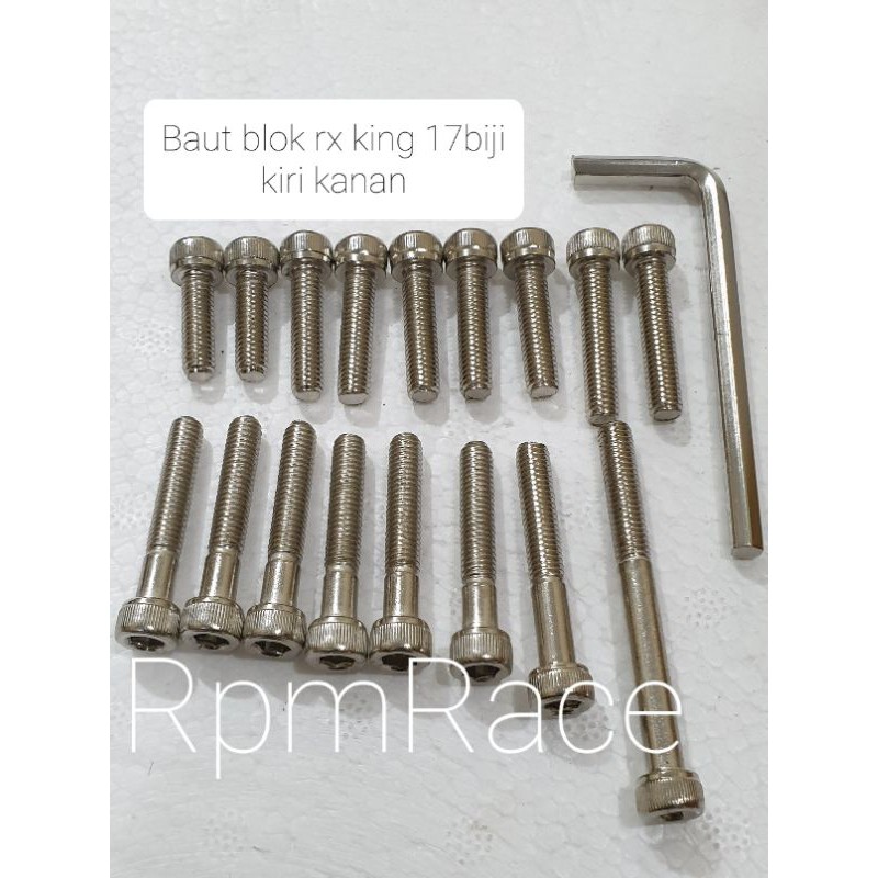 BAUT Blok Mesin yamaha RX king POSH isi 17 Crome Chrome Free Kunci L