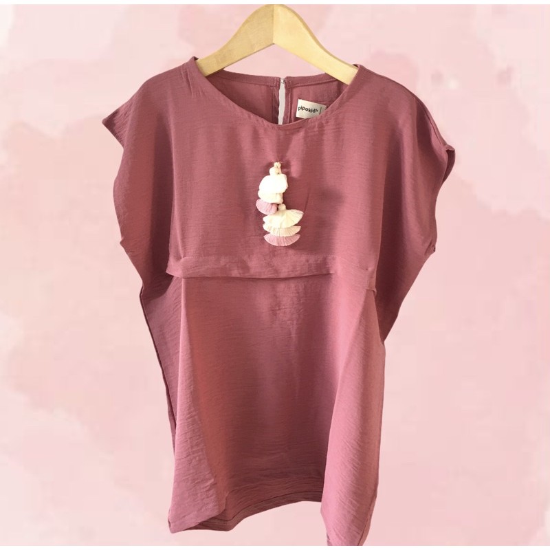 Sadiya Kaftan Bayi dan Anak - Dusty Rose