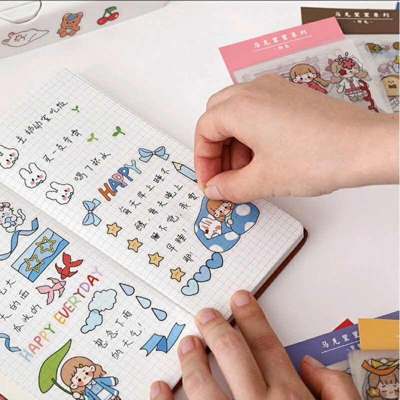 

Sticker 20Sheets Anti air Waterproof Stiker Lucu Karakter Stiker Unik Bujo Journal Sticker Aesthetic 20 Lembar ST19 - DOAEJO