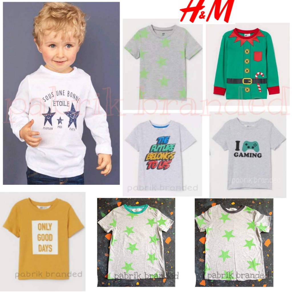 Pabrik branded Hnm Tee New Arrival P3 1 2 3 4 5 6 7 8 10 years tahun kaos anak laki-laki murah ecer 