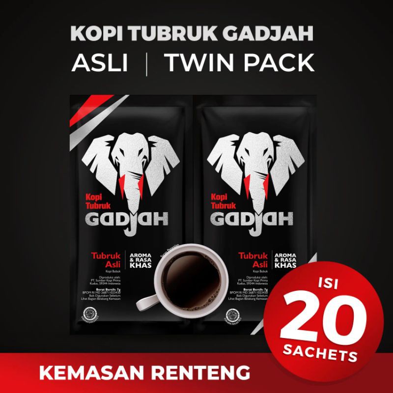 

GADJAH Kopi Tubruk Asli Twin Pack [6 gr/ 20 Sachet]