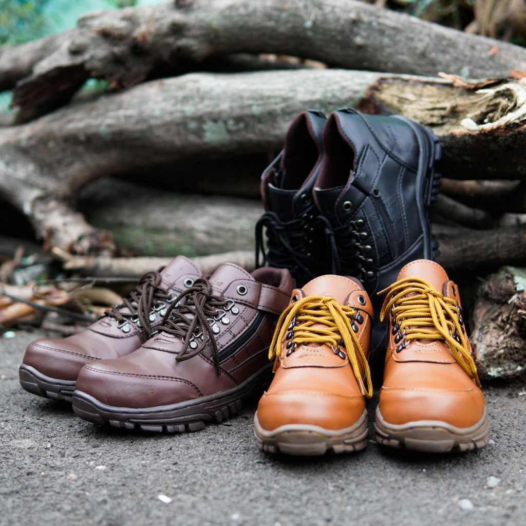 COD !!! SEPATU BOOTS PRIA SAFETY UJUNG BESI PENDEK CROCODILE MORISEY ADVENTURE TRACKING/HIKING