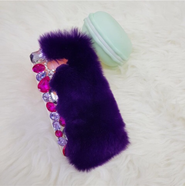 Bling case Bulu Fluffy purple edition Oppo F11 note8 ipsamsung  ( Made by order )