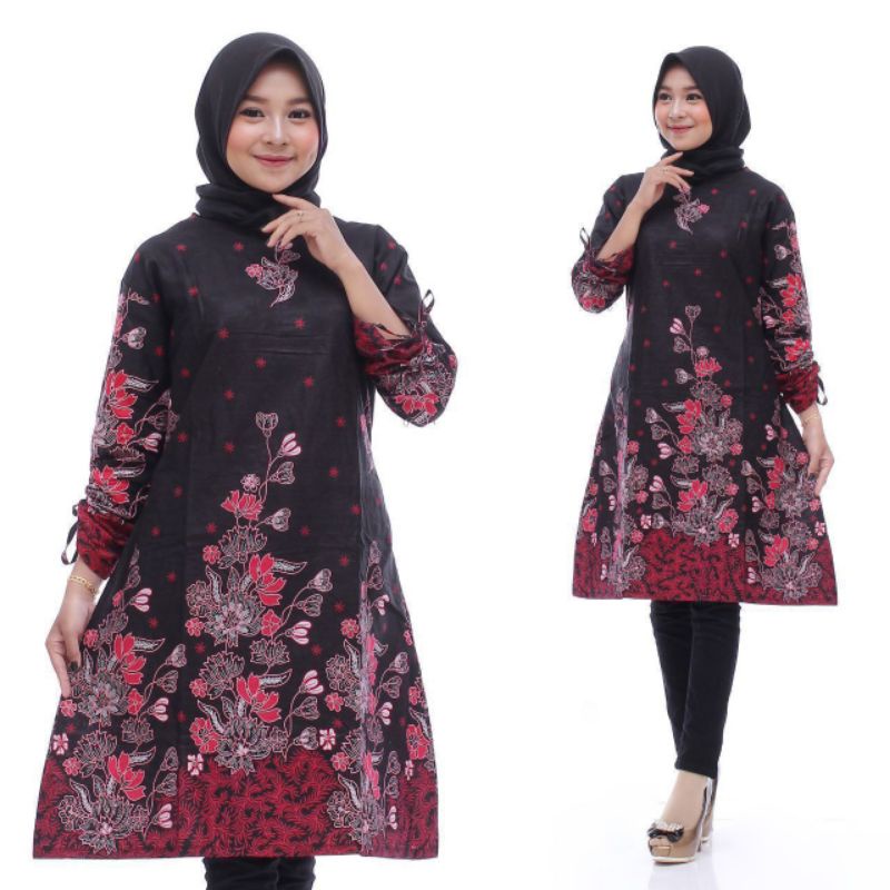 Tunik Batik Elegan Atasan Batik Wanita Modern | Batik Tunik Jumbo Wanita | Baju Batik Cewek | M L XL