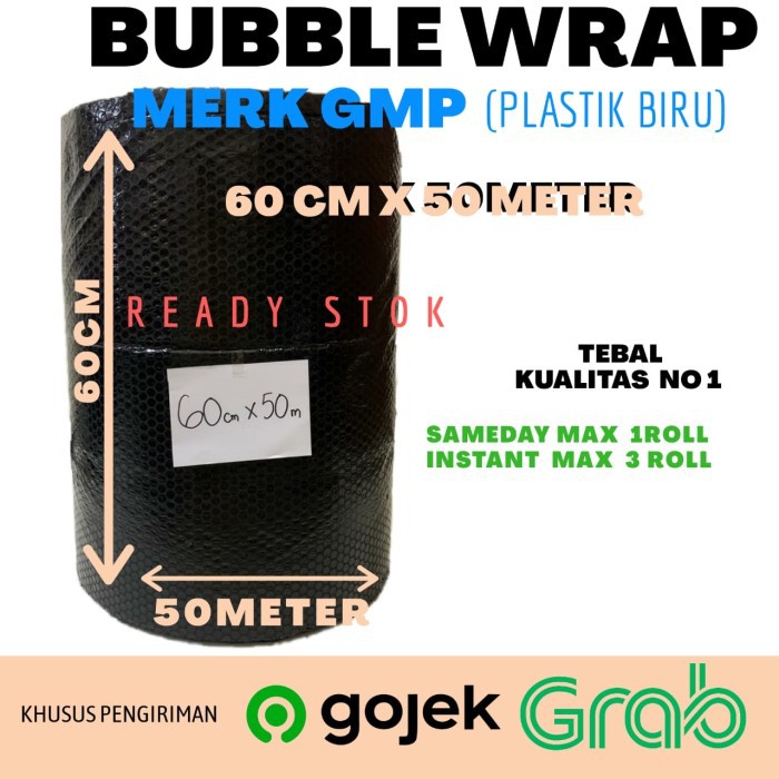 

Bubble wrap hitam GMP 60cm x 50m Gojek/ Grab