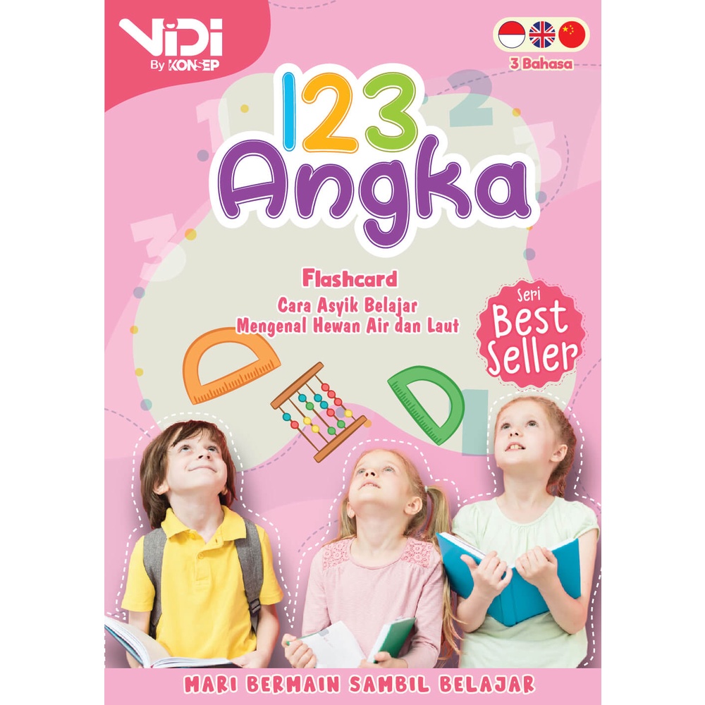 Flash Card Vidi 123 Angka - Kartu Edukasi Belajar Anak Bergambar - Konsep Studio Original