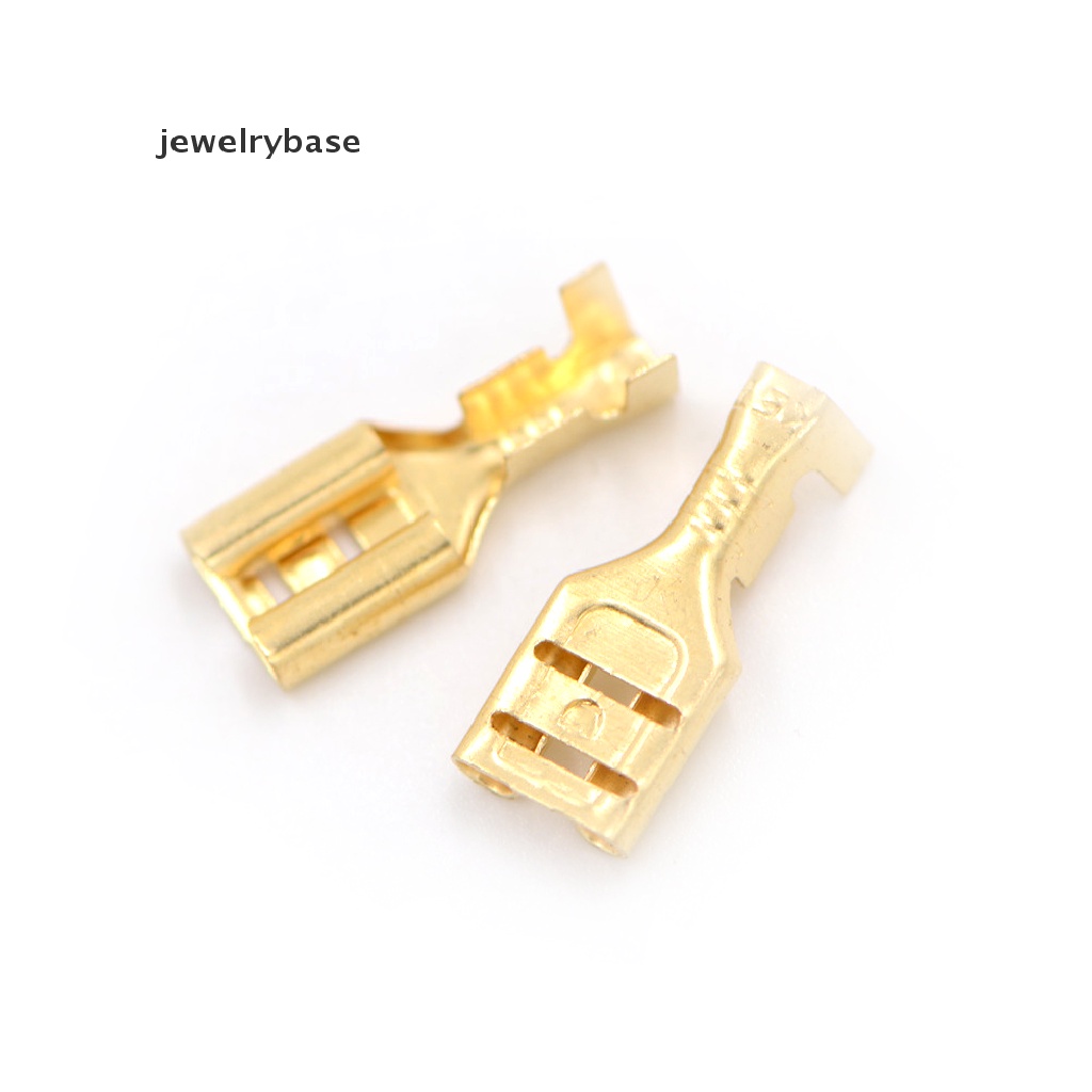 100 Pcs Konektor Kawat Speaker Mobil Bahan Kuningan Warna Emas Ukuran 6.3mm