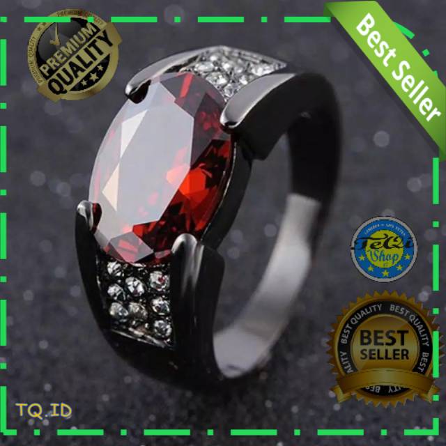 Cincin Pria Wanita Black Red Diamond