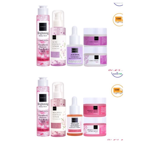 Scarlett Whitening || 1 Paket isi 5 Series || Acne & Brightly || Original Bpom