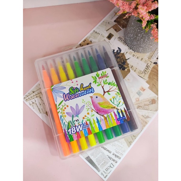 

DEBOZZ SOFTHEAD WATER COLOUR 18 WARNA 1SET BRUSH PEN