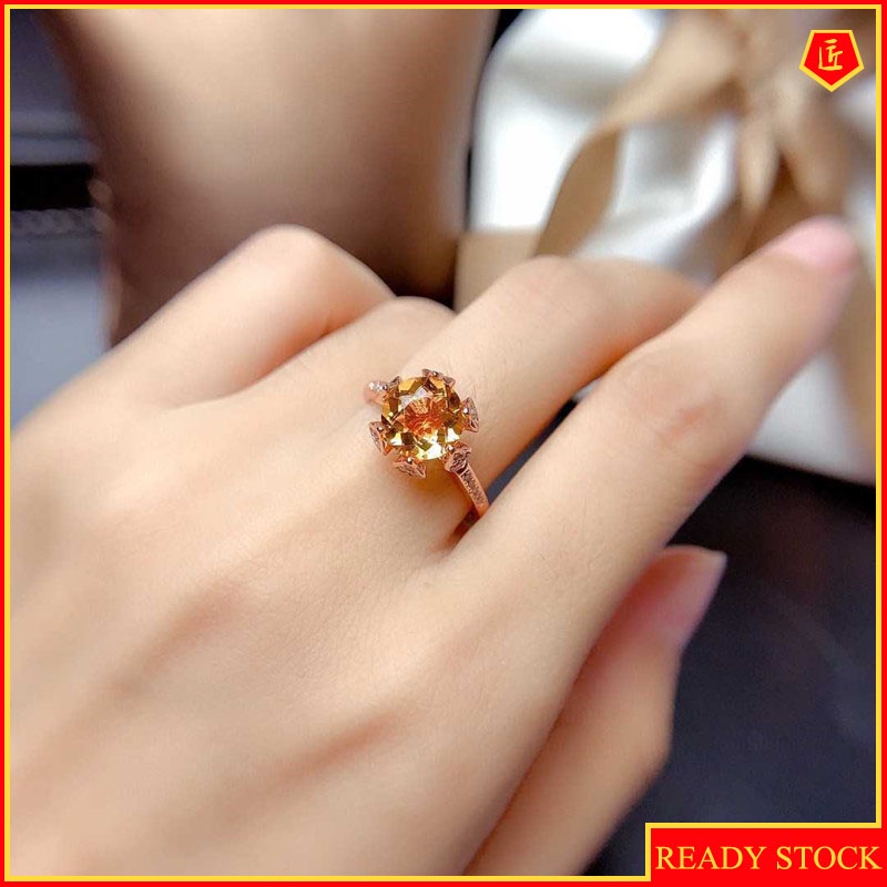 Fashion Personality Luxury Citrine Flower Ring