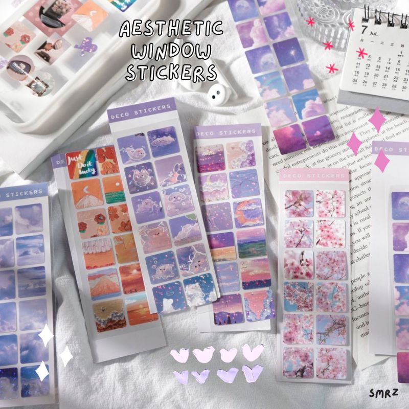 

Aesthetic Window Stickers - Stiker PVC Estetik Jendela / Lilac / Purple / Kawaii