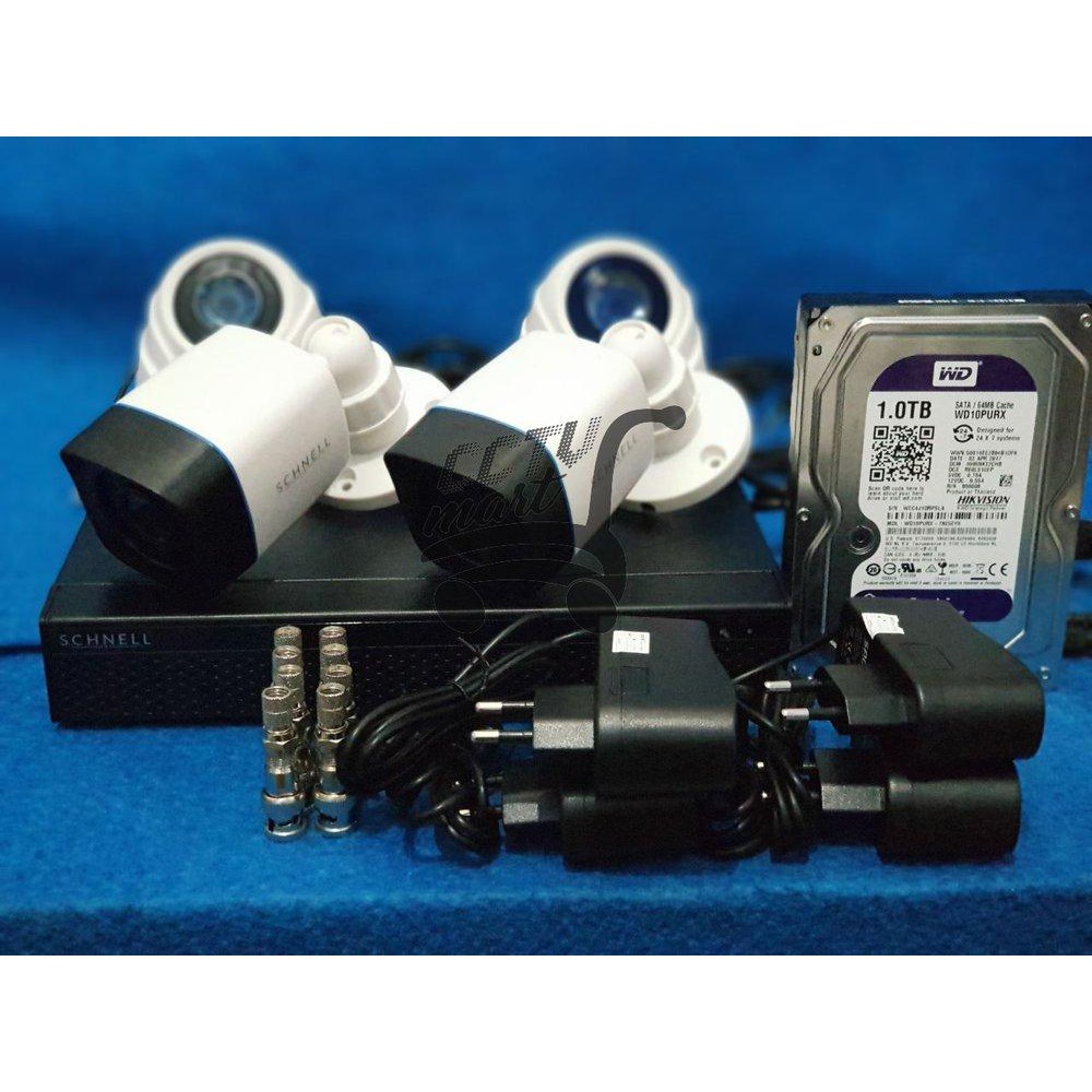 PAKET CCTV 4 KAMERA SCHNELL 2MP LENGKAP HARDDISK 1TB Murah