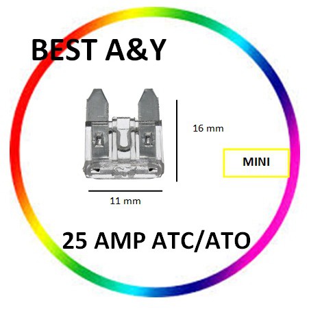 Fuse Blade 25A 25 Ampere Mini Kecil Sekring Tancap 16mmx11mm Motor Mobil ATC ATO
