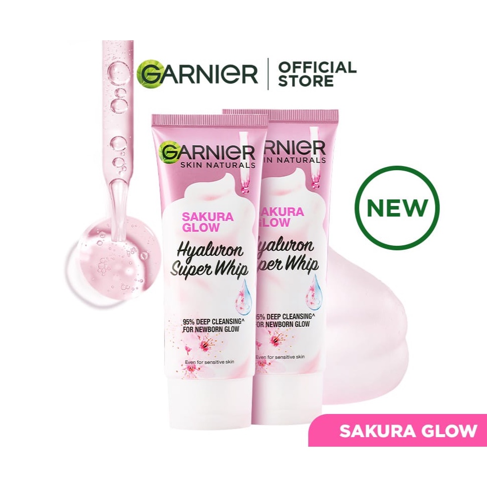 Laamia Garnier Face Wash Series Bright Complate VITC Sakura Glow Hyaluron Pembersih Wajah