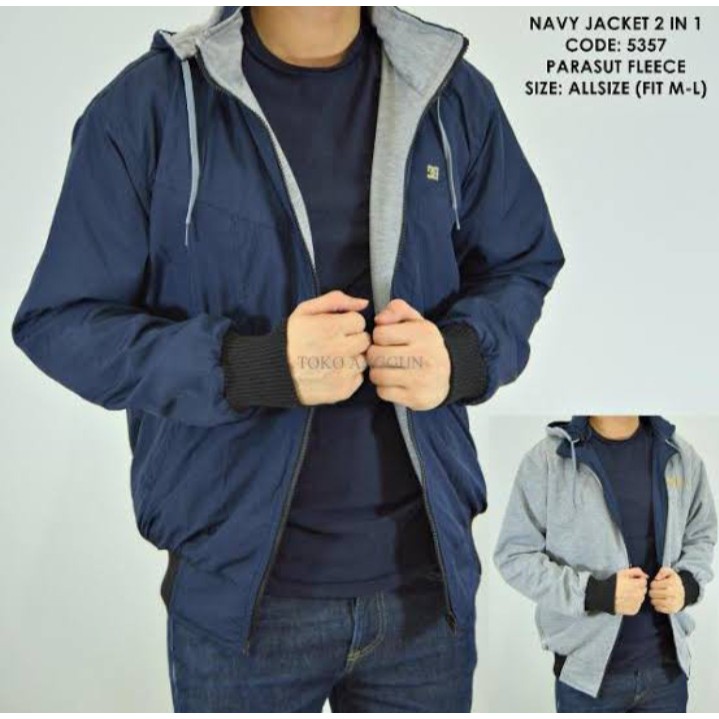 Marlin Store Jaket Pria Bb 2in1 Bolak Balik Parasut Cowok Waterproof Dc Murah Original