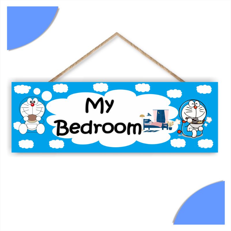 Wall decor hiasan dinding gantungan pintu Doraemon bedroom kitchen laundry Assalamualaikum wooden pr