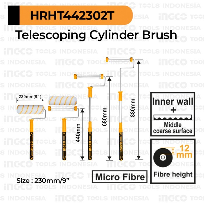 INGCO HRHT442302T Telescopic Roller Brush 9 Inch Gagang Bulu Rol Cat