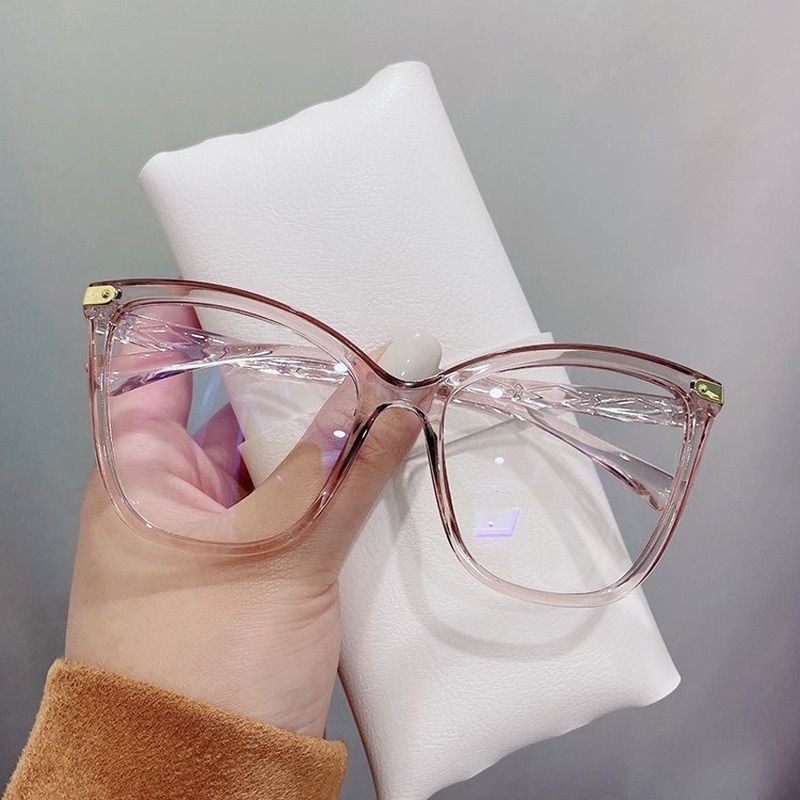 Kacamata Cat Eye Oversized Anti Blue Light Gaya Retro Untuk Wanita