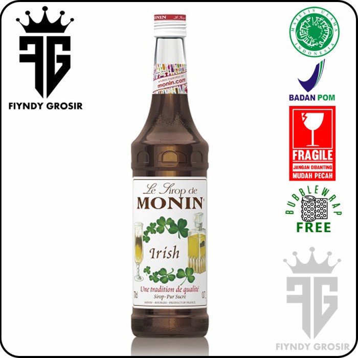 

IRISH SYRUP 700ml merk MONIN / Sirup /Cafe/ Monin /Kedai/Kopi