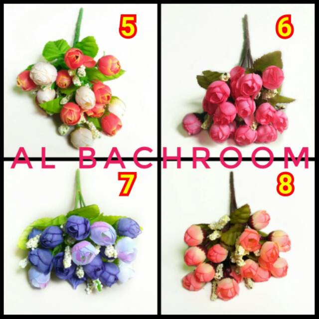 BUNGA PLASTIK MAWAR KUNCUP HIAS ARTIFICIAL B8033 DEKORASI BUNGA ARTIFICIAL  MURAH IMPORT ROSE MINI