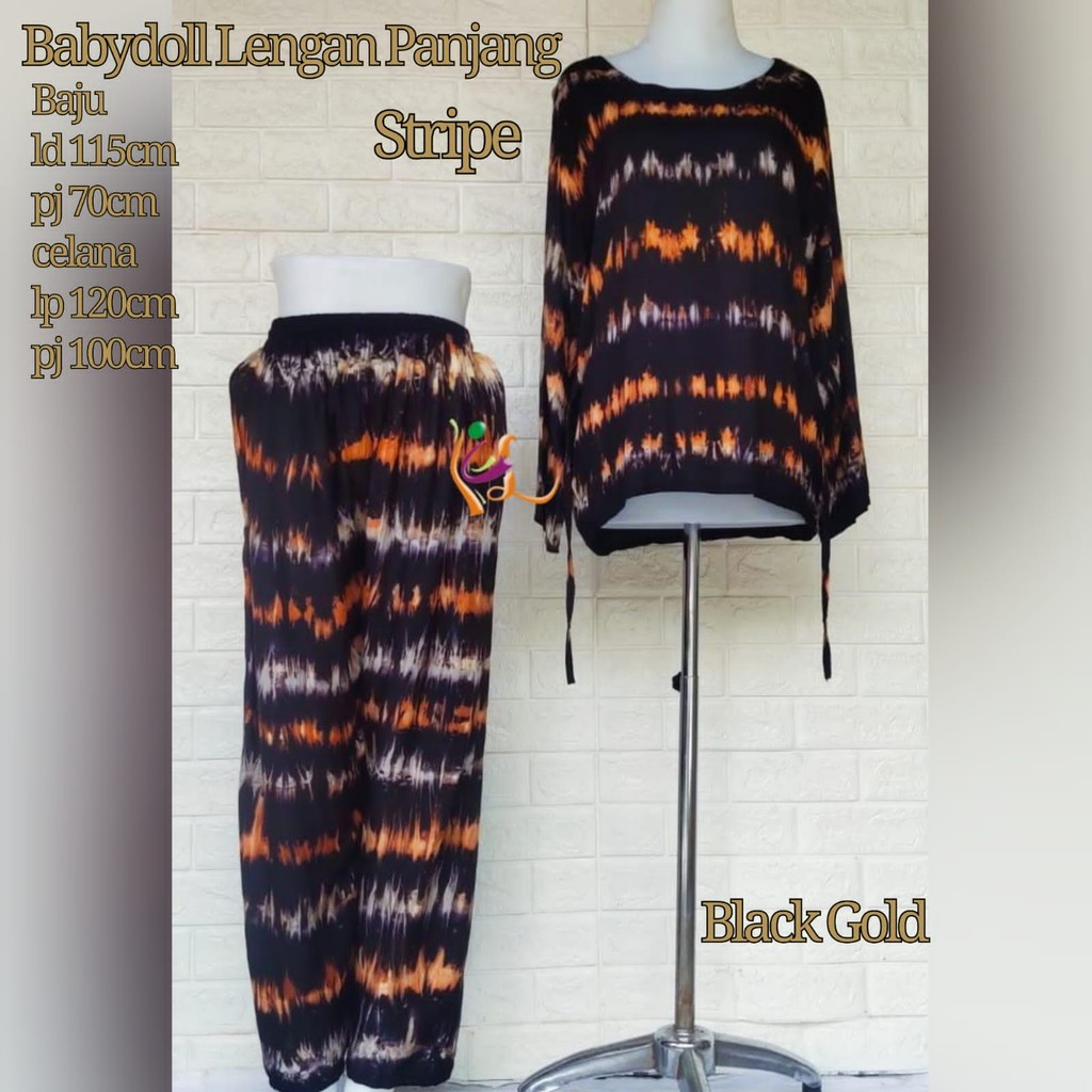 Setelan Smoke Tie dye Baby doll lengan panjang