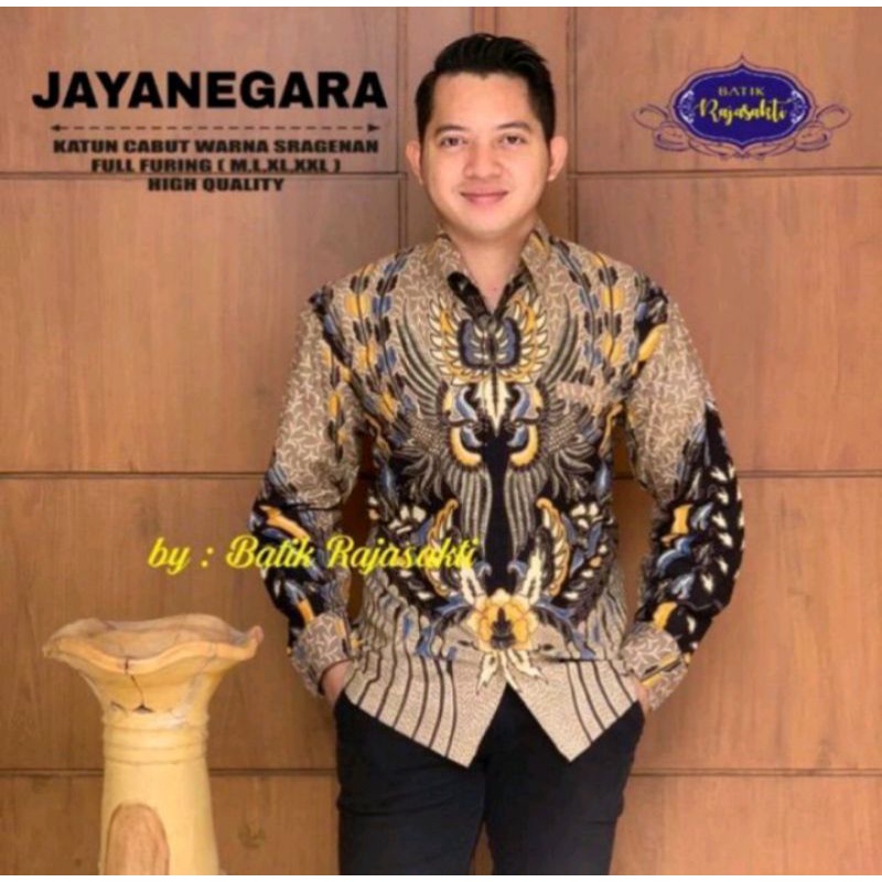 kemeja batik pria JAYANEGARA lengan panjang original sragenan