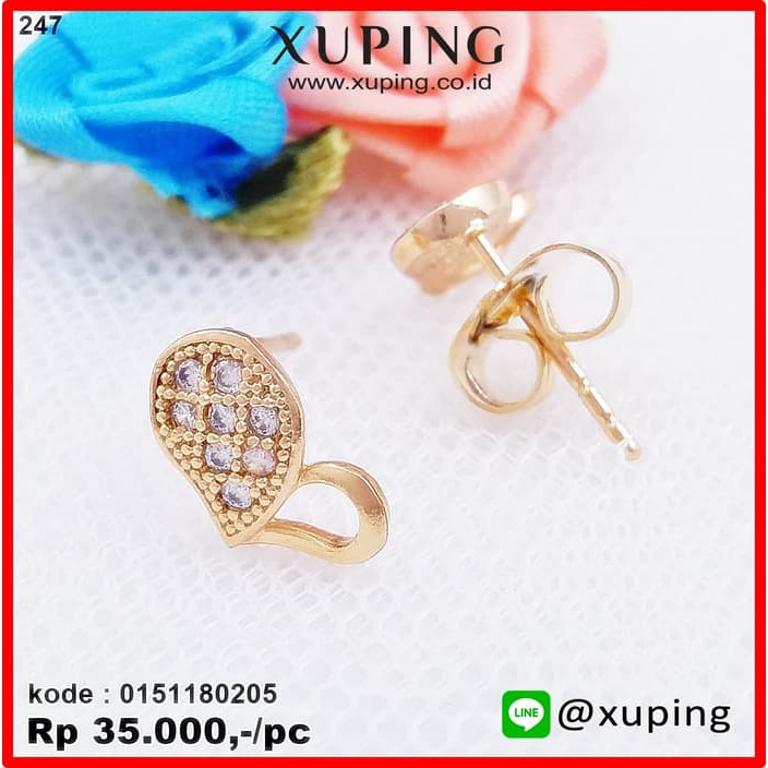 XUPING ANTING TUSUK MOTIF DAUN EMAS ZIRCON 0151180205