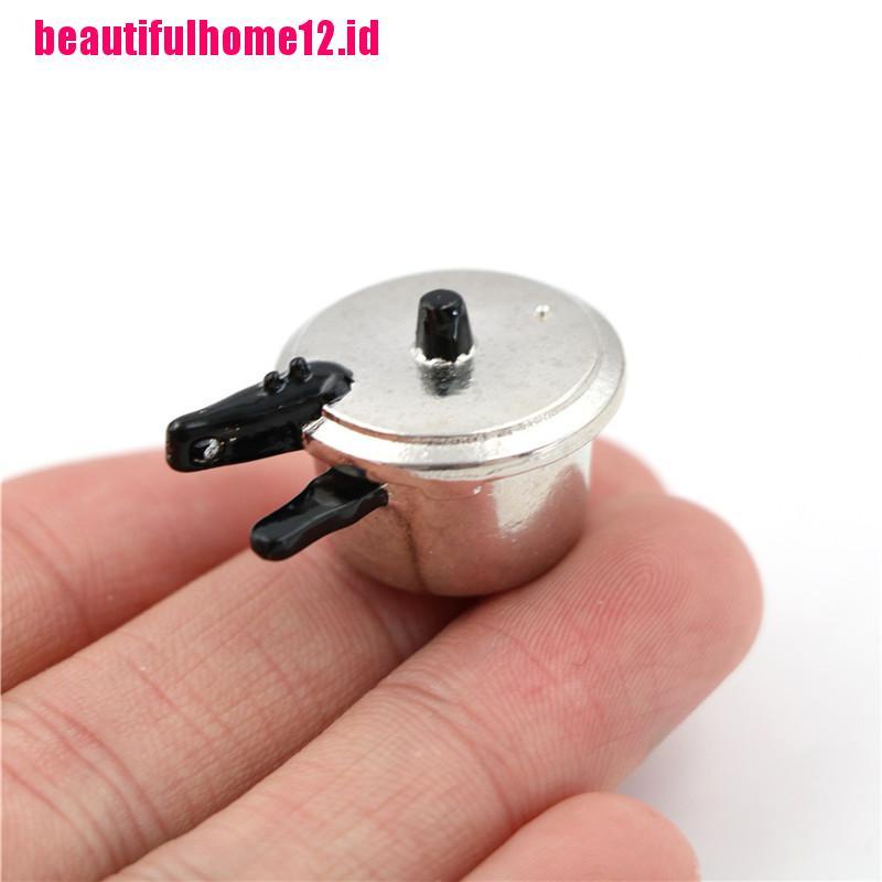 【beautifulhome12.id】1:12 Dollhouse Miniature Kitchen Cooking Utensil Pressure Cooker Autoclave Toy