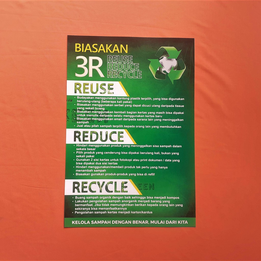 Poster Biasakan 3r Reuse Reduce Recycle Poster Pengolahan Sampah Laminating Glossy Shopee Indonesia