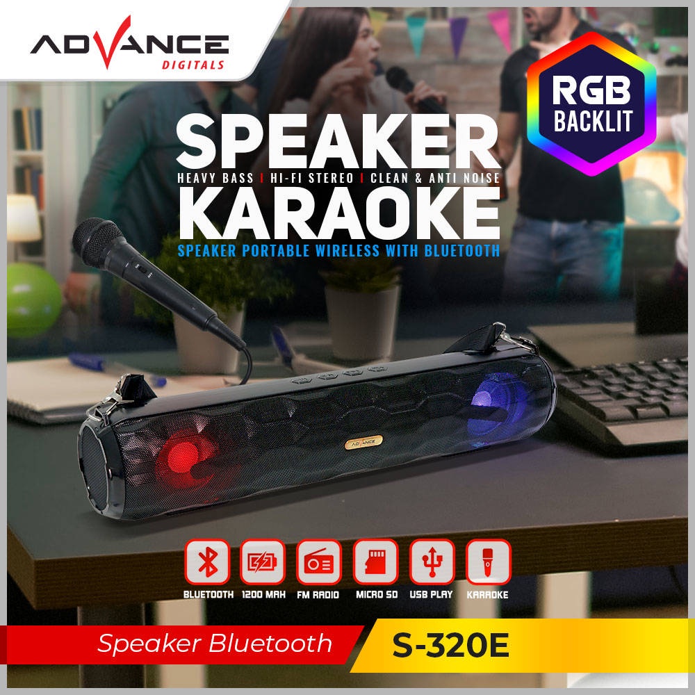 【READY STOCK】 Speaker Advance Bluetooth Music Box &amp; Karaoke S-320E S320E Free Mic  pembicara rumah