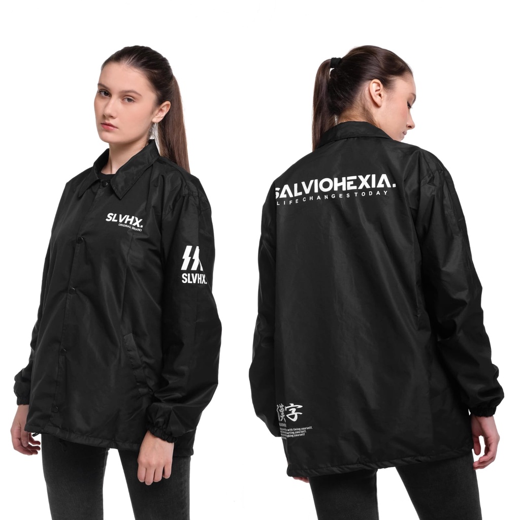 JAKET PRIA - JAKET COACH SALVIO HEXIA - JAKET WINDBREAKER - JAKET PARASUT PRIA - JAKET PARASUT-Hitam Petir