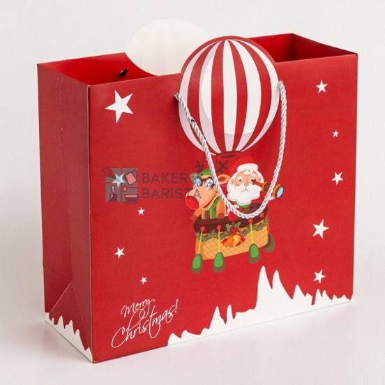 

xmas paper bag balon red paperbag toples / box natal air balloon red - Bag Balon Red L