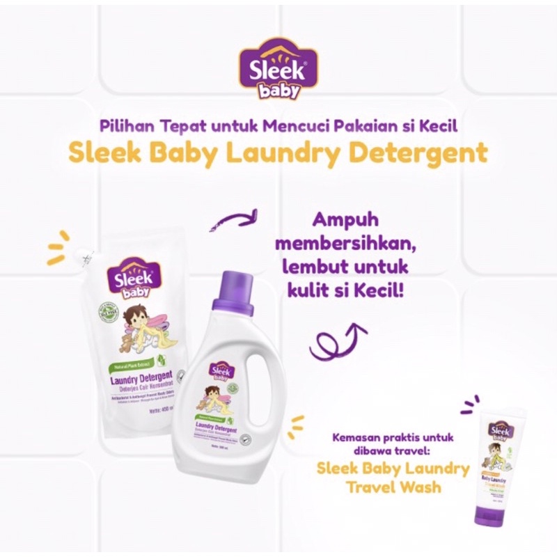 Sleek baby laundry detergent botol 500 ml ( pembersih pakaian bayi )