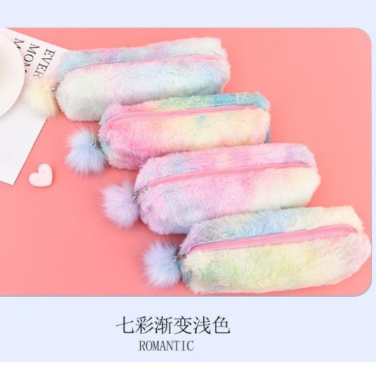 

H4ςU J2 - dompet pensil Kotak Pensil Bulu Unicorn Rainbow ♦Baru
