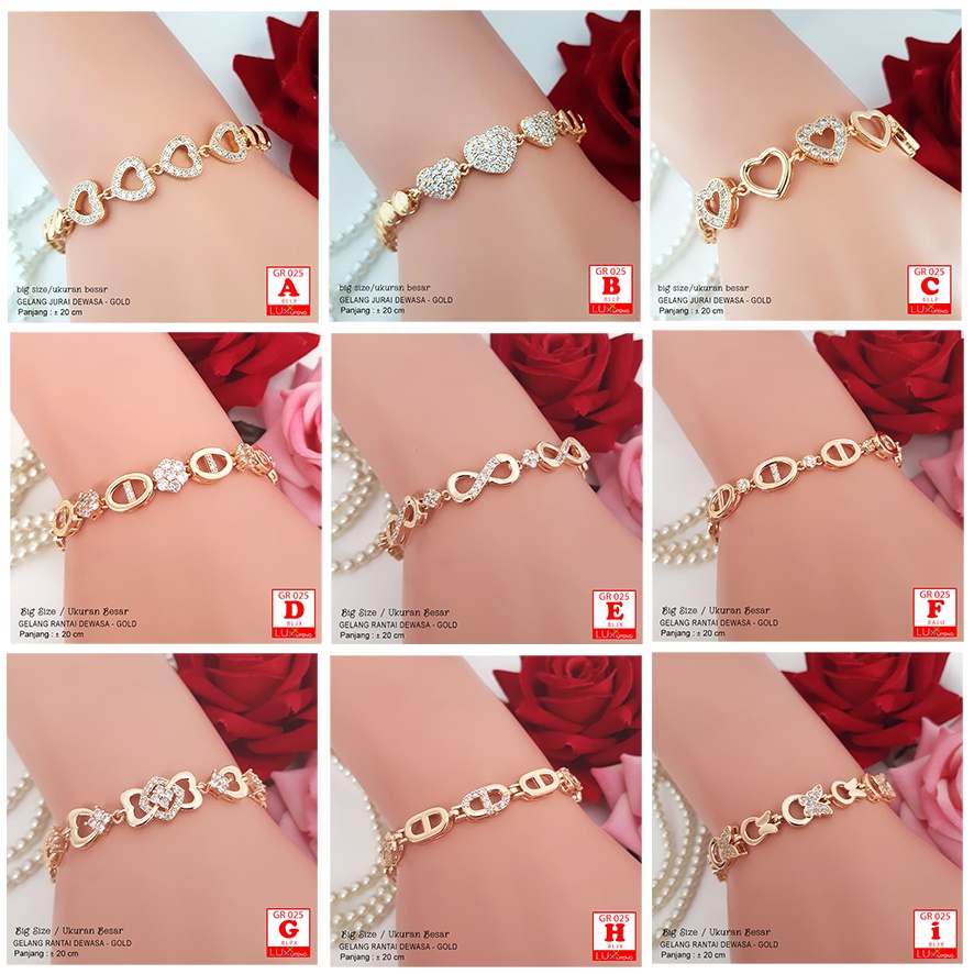 GR 025 Gelang Rantai Dewasa Murah Mata Zirkon Gelang Pesta Xuping Lapis Emas Luxx Xuping