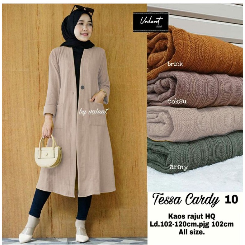 Gardigan Panjang /  Long cardigan Tessa Cardy 4 by Valent Hijab Solo-0