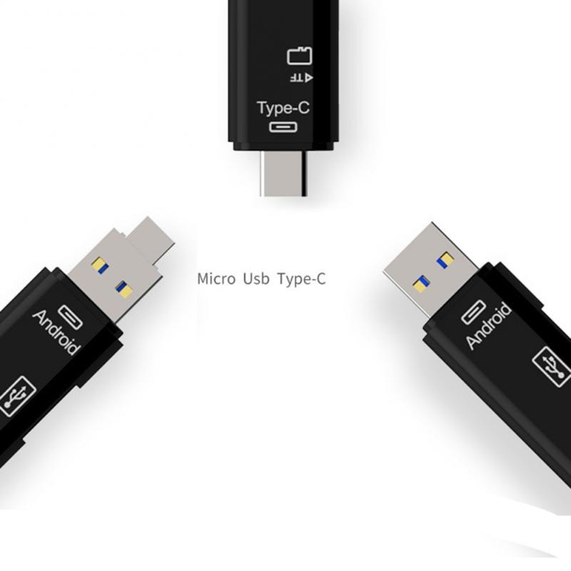 OTG 5 In 1 USB 2.0 Type C Micro USB OTG HUB Micro SD/TF Memory Card Reader Multifunction Convert CR-5in1 - ACS