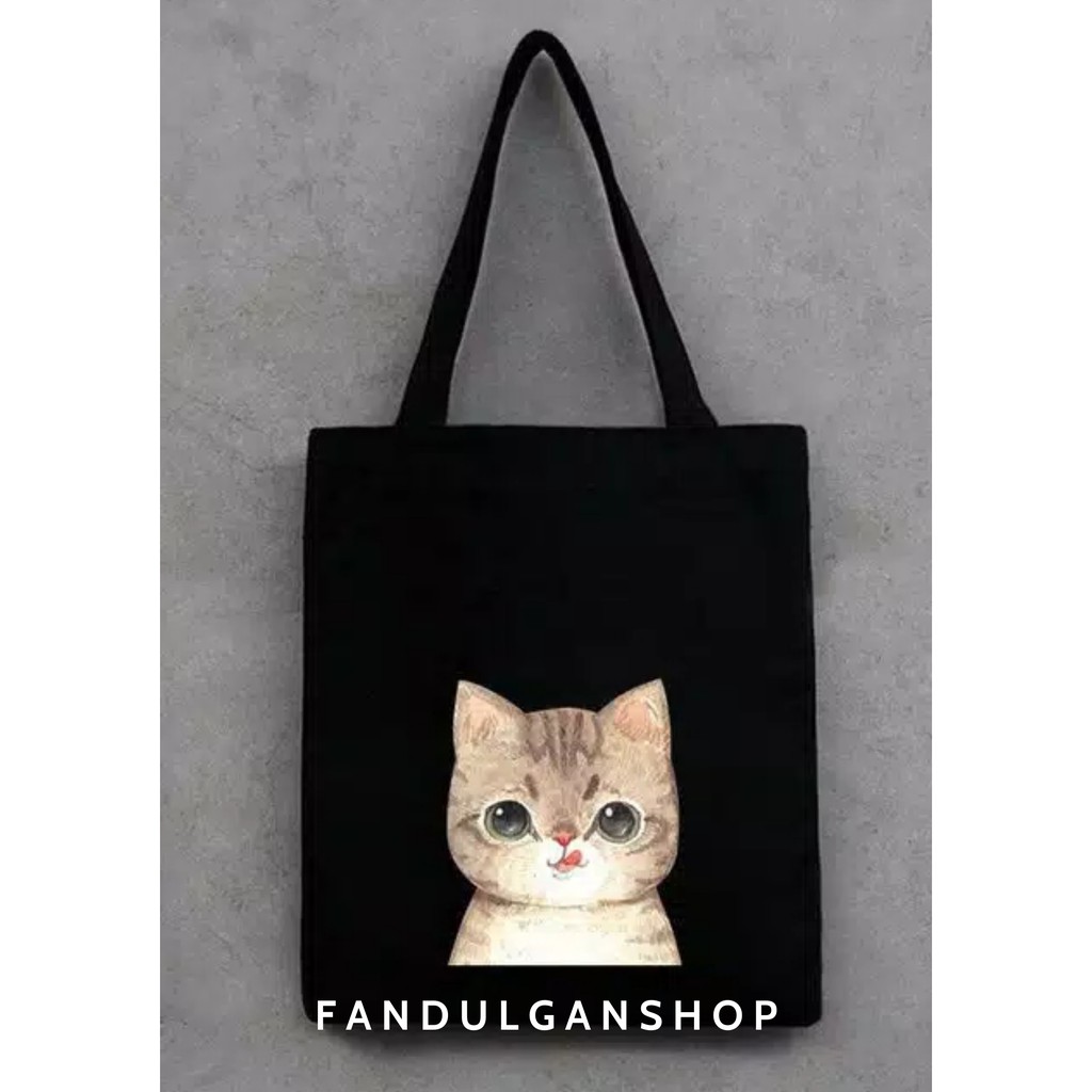 FLASH SALE 7.7 - [RESLETING] TOTEBAG SEMI KANVAS CATFAMILY | IBU KUCING, ANAK KUCING, AYAH KUCING | TOTEBAG SANTAI | TOTEBAG NONGKRONG DAN NGOPI | TOTEBAG KULIAH | TOTEBAG LAPTOP | TOTEBAG DINIR