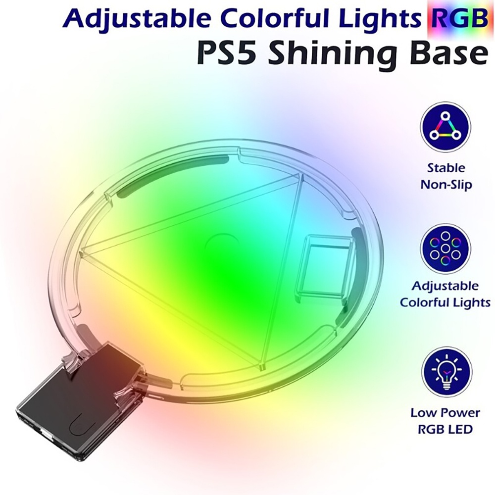 Stand Base Vertikal Dengan Lampu LED RGB Luminous 4 Mode Untuk Konsol Game Playstation 5 PS5