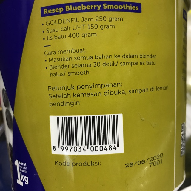 Selai Goldenfil Blueberry Jam 1kg