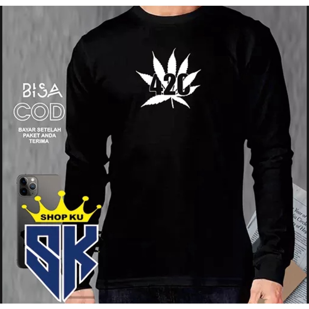 Kaos DISTRO Murah Meriah / T-shirt pria / Kaos Pria Panjang / Kaos DAUN 420  / T-shirt casual / T-sh