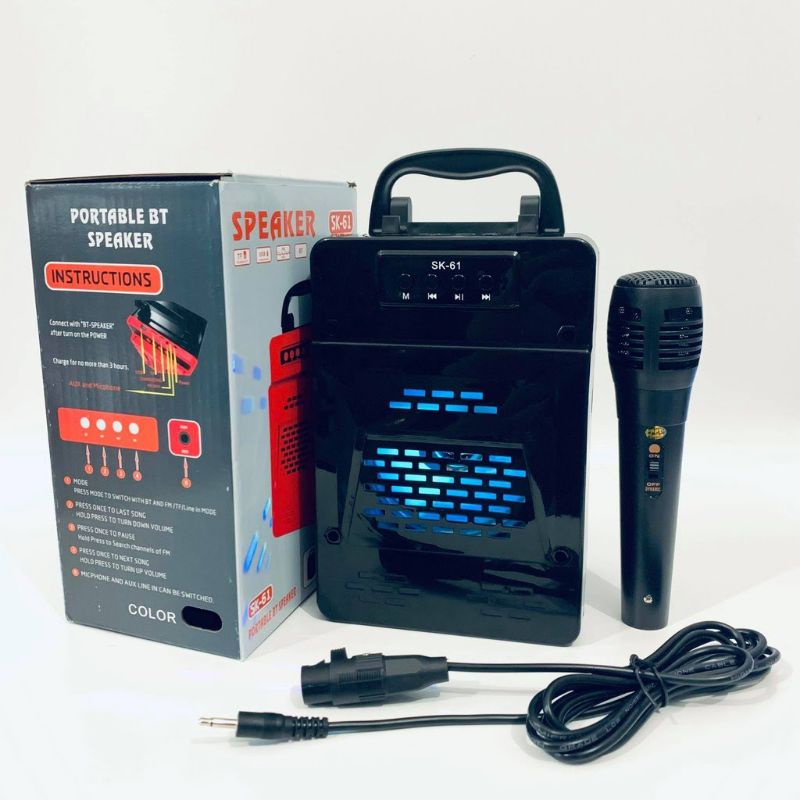 Speaker Bluetooth Portable LED Bass Aktif Laptop Karaoke mini / Speaker Mic Bluetooth Wireless Micro