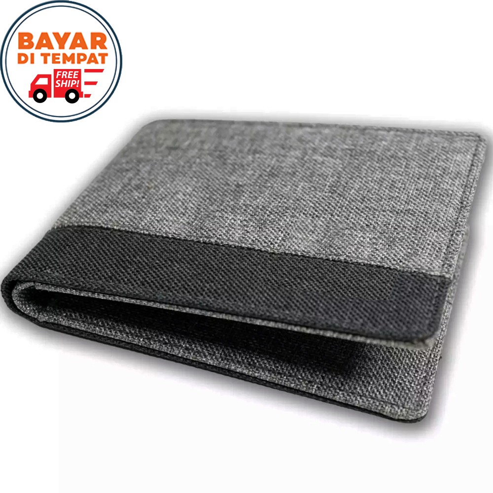 SERBA 15.000!! Dompet Pria Kanvas Nilon Tebal 88C02 + BOX Dompet Pendek Lipat Kombinasi Multicard