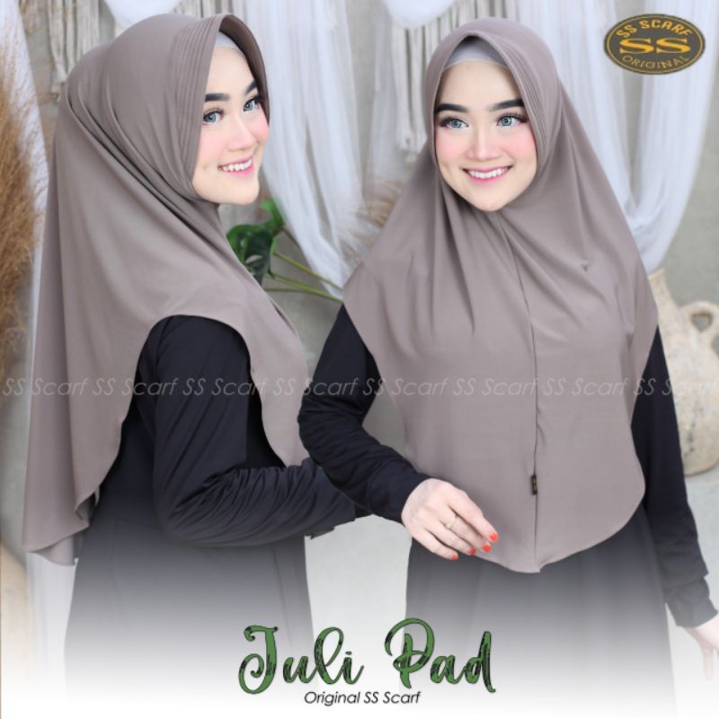 Jilbab Khimar Instan Simpel Juli Pad Ori SS Scraft-Cappucino