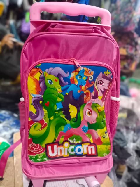 Tas dorong besar / tas Troli anak cewek sekolah TK SD ukuran besar by zellshop