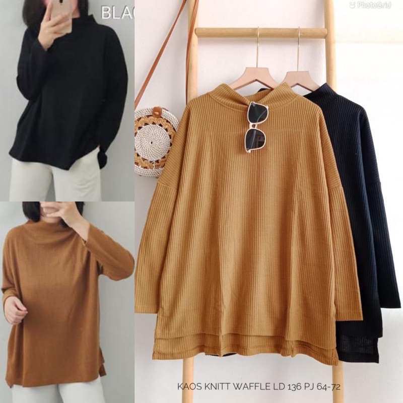 Atasan Kaos Knit Waffle Uniqlo