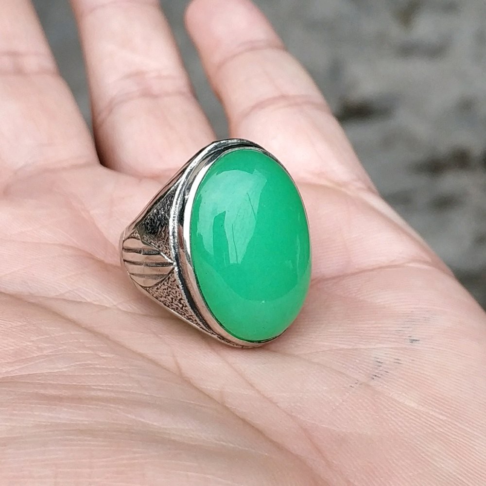 CINCIN BATU AKIK NATURAL GREEN JADE MALAYSIA GIOK BIG SIZE