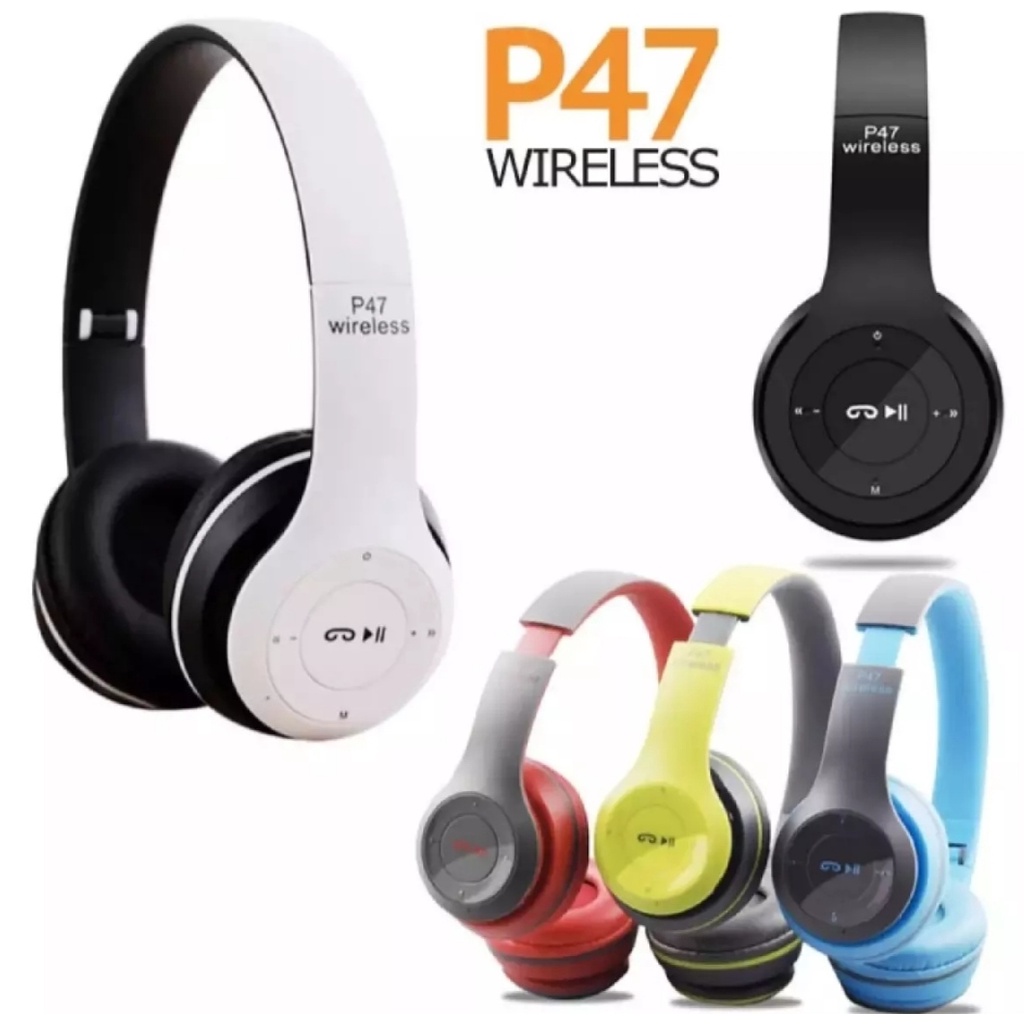 HEADSET-HANDSFREE HEADSET BLUETOOTH WIRELESS BANDO GAMING WIRELESS FULL BASS P47-SUPER BASS-5.0+EDR