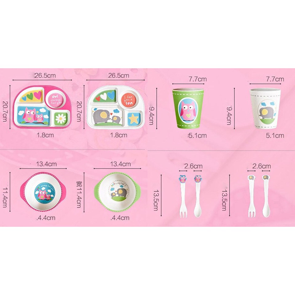 Tableware Baby Bowl Kit Set Bamboo Fiber Cute Coeco Tempat Makan Bayi